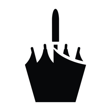 Black silhouette hand gesture, rude sign, obscene symbol