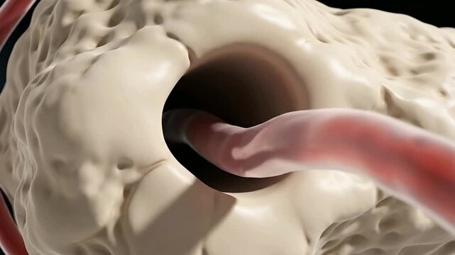 Close-Up View Of A Nutrient Foramen On The Surface Of Cortical Bone Highlighting Vascular Channels In A Detailed 3D Anatomy Illustration For Medical Education