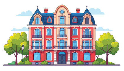 Fototapeta premium Large Red Brick Building with Windows.