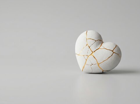 white broken heart gold kintsugi