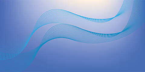 Fototapeta premium Abstract blue gradient vector background with dynamic cyan wavy lines pattern for modern corporate business banner creative digital technology presentation backdrop template