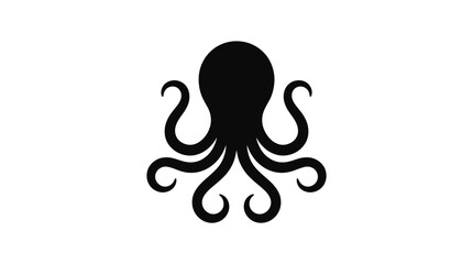 Black octopus silhouette graphic design element. © jagoan