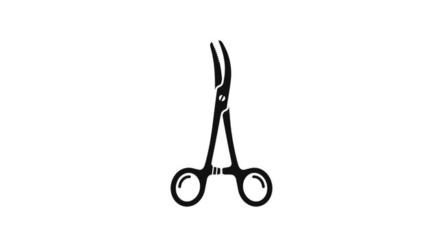Black metal surgical scissors instrument.