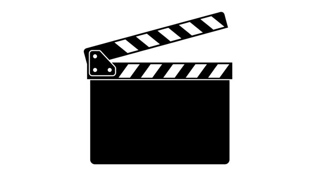 Black movie clapper board icon.