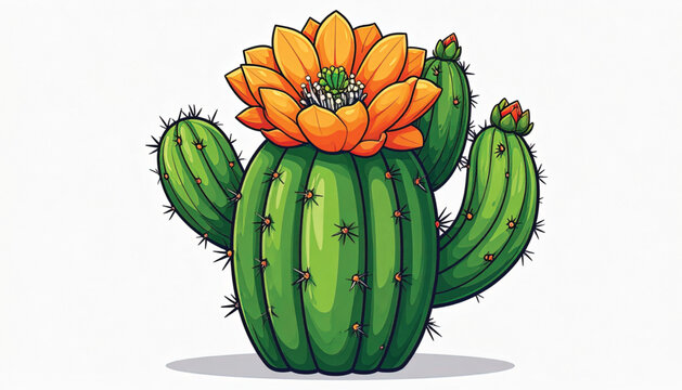 Prickly Pear Cactus with Flower.