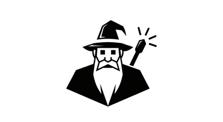 Wise wizard illustration with magic wand on white background © Denila
