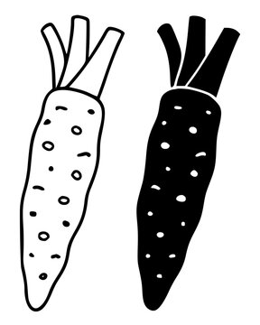 Wasabi minimalist icon, in outline and silhouette design for food theme