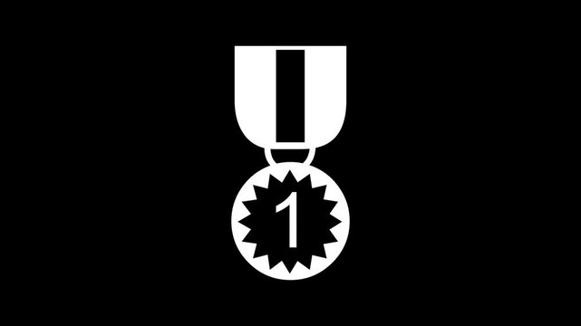 Modern first place award medal icon animation with a clean and minimal design on a dark background. Abstract achievement and recognition symbol suitable for business presentations, success concepts, 