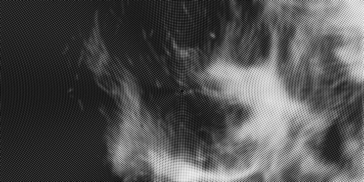black fireworks background. halftone dots with white background.