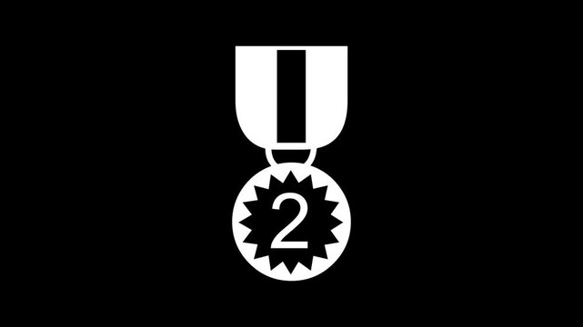 Modern second place award medal icon animation with a clean and minimal design on a dark background. Abstract achievement and recognition symbol suitable for business presentations, competition result