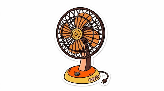 Electric fan with orange and yellow color