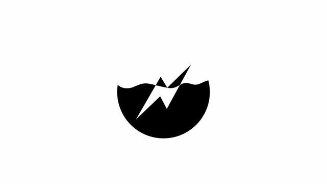 Minimal circular lightning bolt icon representing power, energy, electricity, speed, charging, and flash. Modern flat vector style isolated 