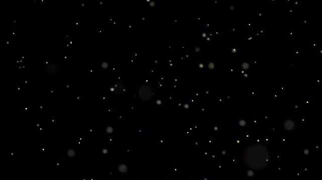 Fireflies particles glowing light bokeh 3d render abstract background overlay suitable for magical, ethereal, or festive video projects and motion graphics.