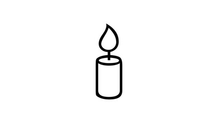 Obraz premium Minimal burning candle icon isolated Simple line-style candle symbol representing light, hope, remembrance, prayer, peace, spirituality, memorial, meditation, and decoration. Ideal for UI, 
