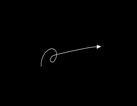 Animated Hand Drawn Spiral Arrow Pointing Right, 4K 