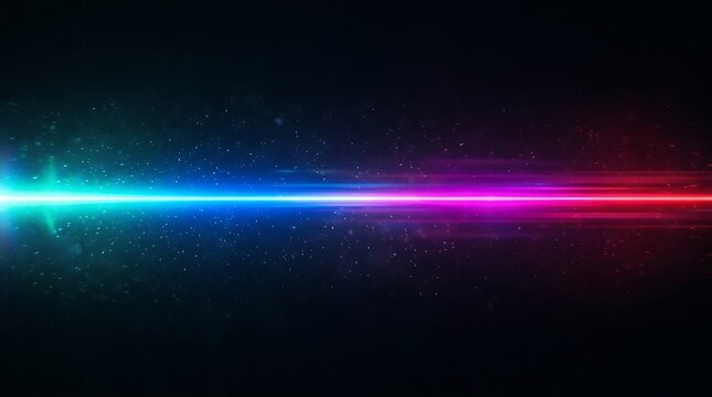 Vibrant Light Beam Radiating Through Cosmic Space Background.
