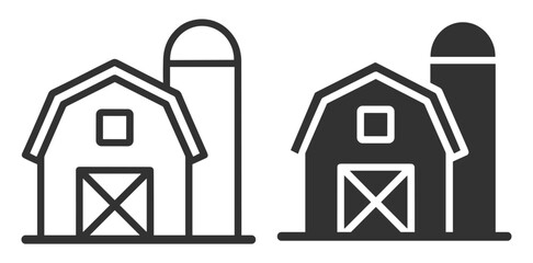 farm barn icon set line and solid style vector illustration on transparent background © gerik_a