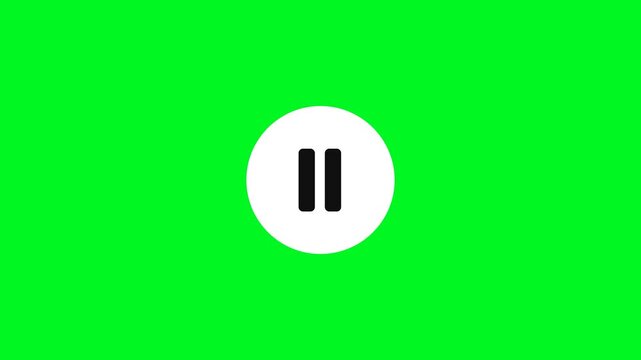 Clicking play and stop button. video play icon. video music play sign 4K animation on a green screen.