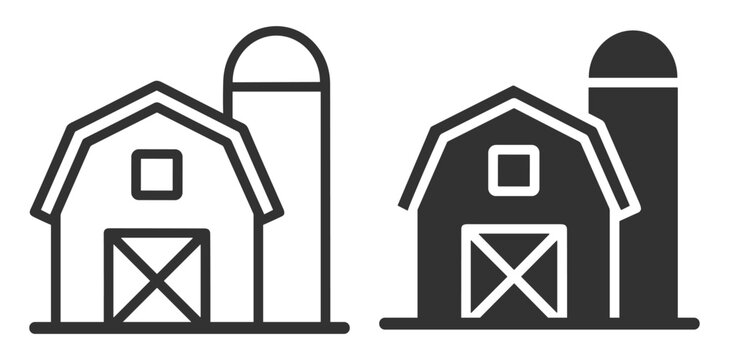 farm barn icon set line and solid style vector illustration on transparent background