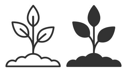 plant seedlings icon set line and solid style symbol of young growth vegetation on transparent background © gerik_a