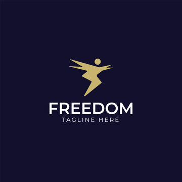 Man's freedom logo design vector template