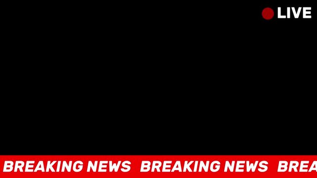 Breaking News Lower Third Banner with Live Badge and Scrolling Ticker for Television Media Broadcast 4k video animation seamless loop
