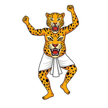 Traditional kerala pulikali tiger dance performer for onam festival isolated on transparent background 