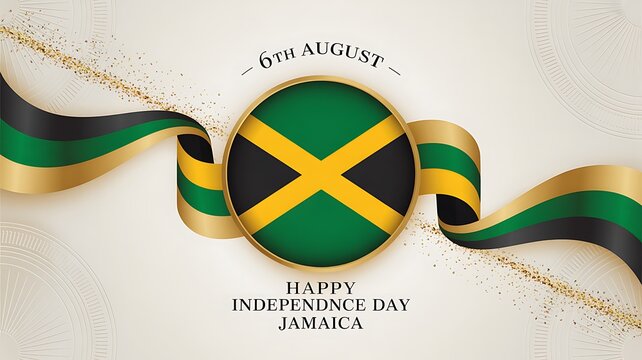 Jamaica independence day flag ribbon illustration