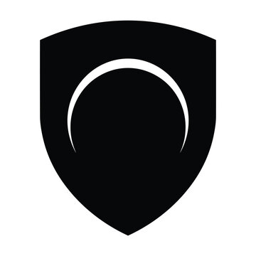 Black shield icon with white crescent shape