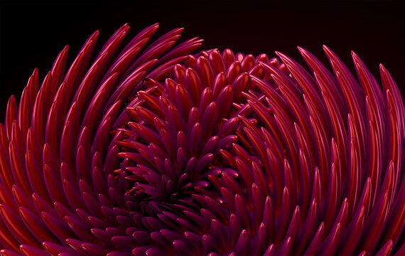 Luxury Crimson Abstract Biomorphic Background with Dynamic 3D Forms