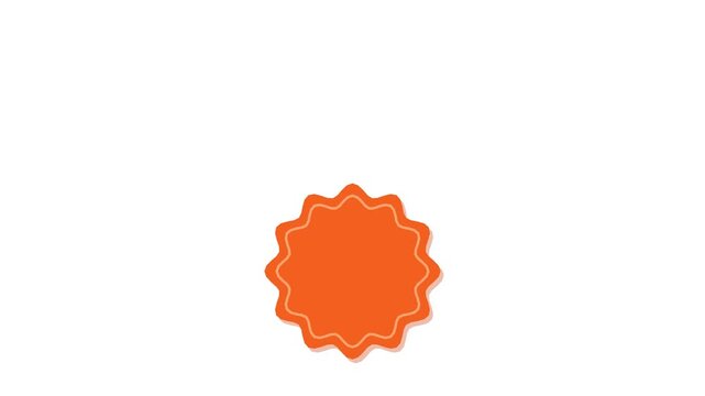 Orange starburst shape animation for sales promotion and marketing labels sunburst badge sticker