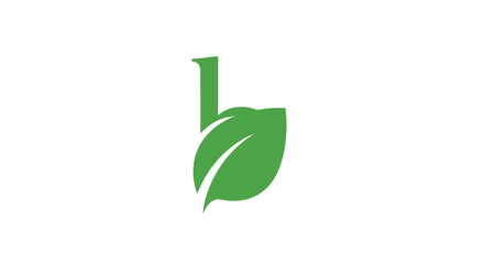 Green leaf and letter b combination logo icon. © Nmm