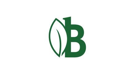 Green letter B with organic leaf element logo. © Nmm