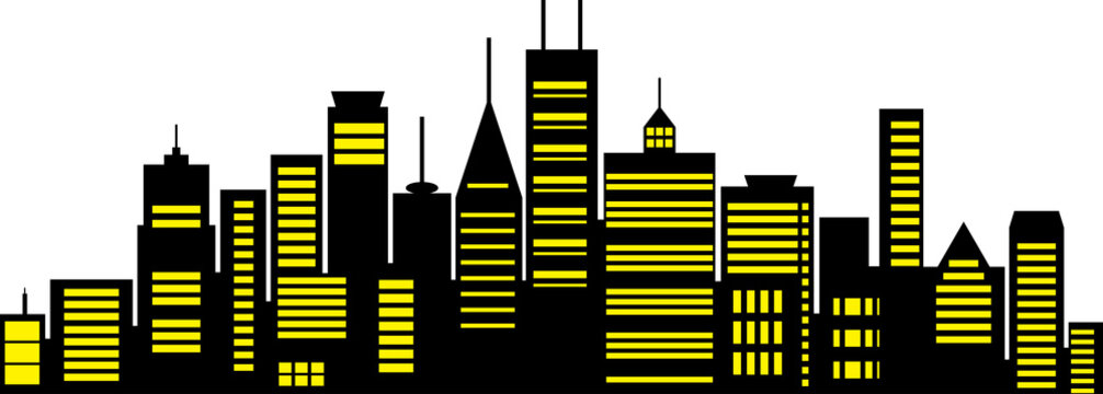 Modern city skyline creating an urban silhouette