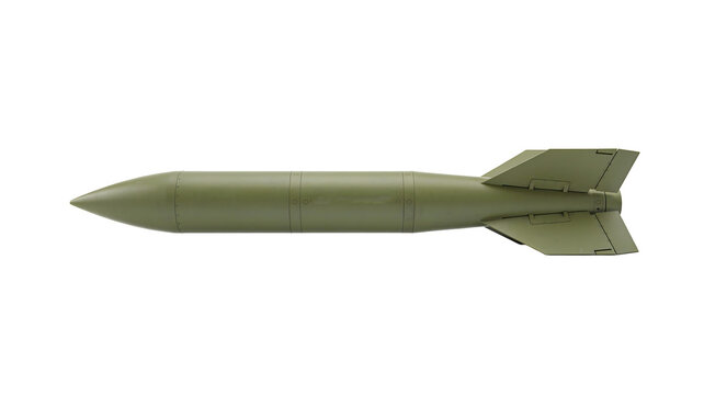 Military missile isolated representing defense technology and strategic weapon system