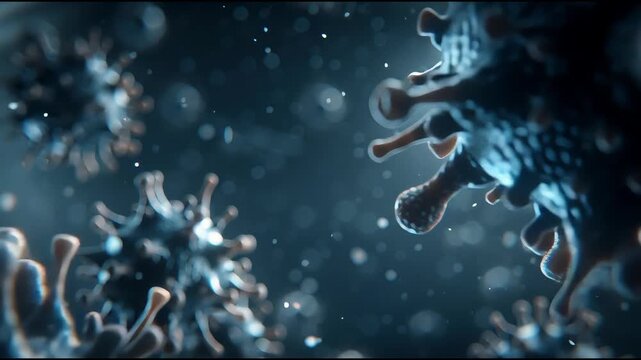 hanta virus residing in human organs on a black background
