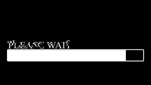 Please Wait Text Animation with Loading Effect on Black Background.