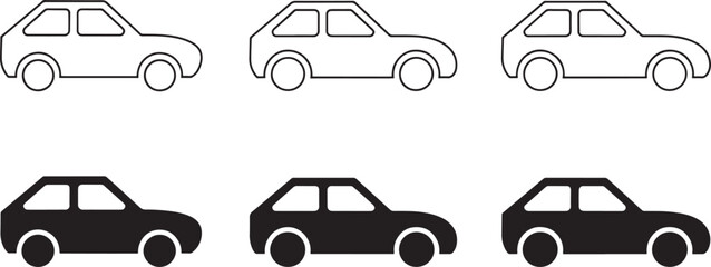 Naklejka premium Compact car silhouette icon collection for transportation and mobility design