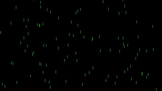 Abstract digital rain of green binary code falling against a black background, representing data and technology.