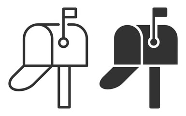mailbox icon set, filled and outline vector illustrations, postal mailbox symbol on transparent background © gerik_a