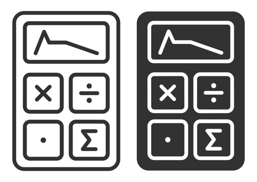 calculator icon set with buttons for multiply divide add and sum on transparent background