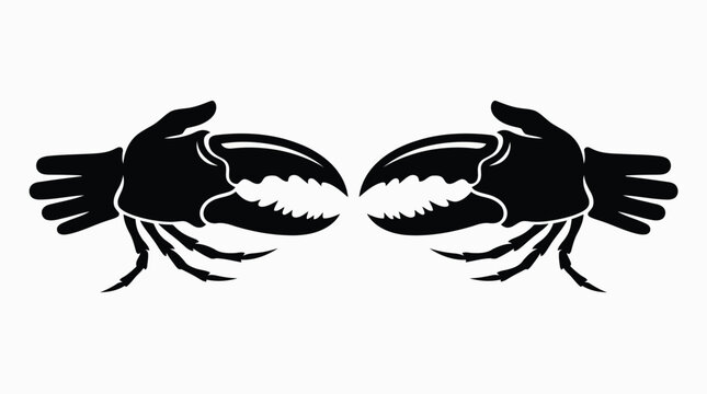 Black silhouette of crab claws facing each other