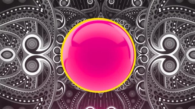 Vibrant Pink and Black Indian Mandala Wedding Overlay with Circular Chroma Key Green Screen Frame