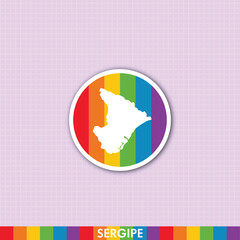 Fototapeta premium Vibrant pride rainbow sticker with Sergipe state silhouette. Ideal for LGBTQ+ themed art, merchandise, prints and creative digital design.