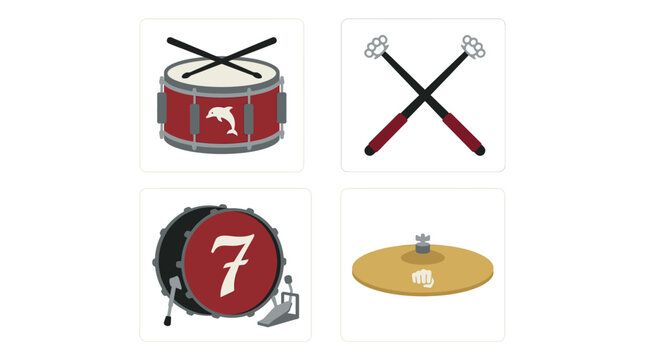 Drum and Drumsticks Musical Instruments.