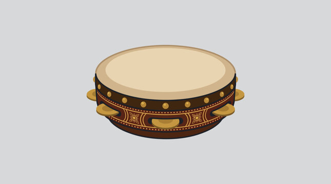 Colorful decorated hand drum instrument.