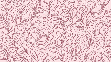 Fototapeta premium A beautiful hand drawn leaf pattern design on a pink background