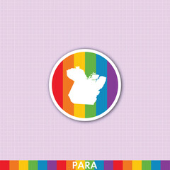 Fototapeta premium Vibrant rainbow pride sticker with Pará state silhouette. Ideal for LGBTQ+ art, creative prints, stationery and digital design projects.
