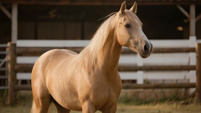 Luxury golden horse in elegant stable