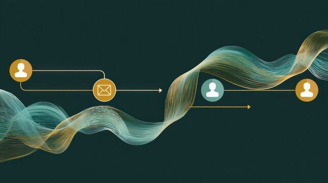 How communication happens between a sender and receiver through a message and channel, designed with a teal and amber color scheme.